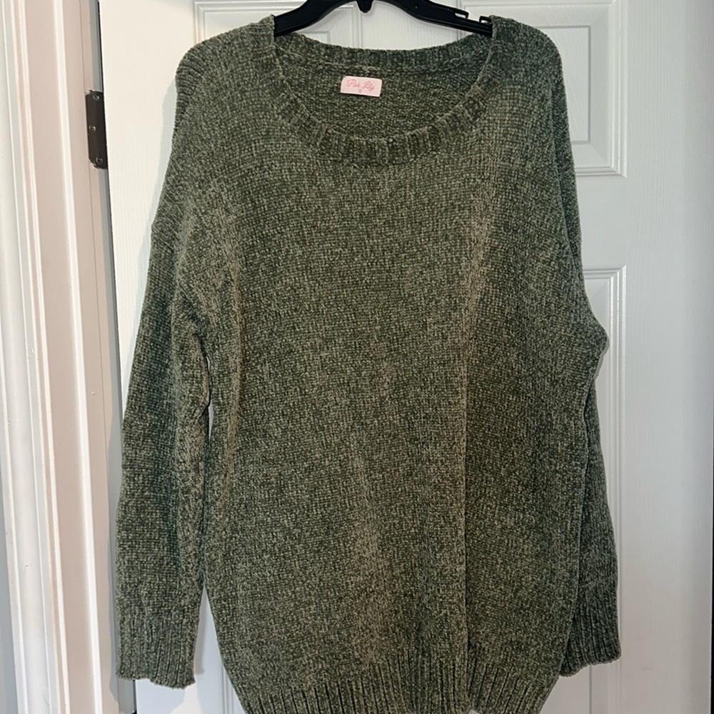 green oversized sweater